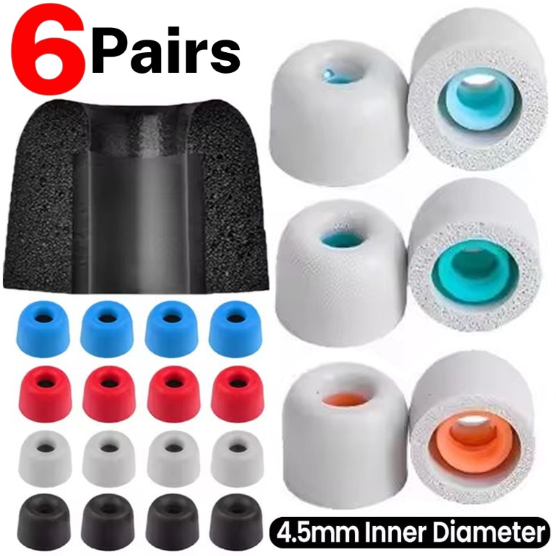 Earphone Foam Tip - 6/1 ペアソフト低反発イヤフォンイヤーチップワイヤレスヘッドフォン用ノイズキャンセリングイヤホン交換用イヤーチップ耳栓 4.5 ミリメートル