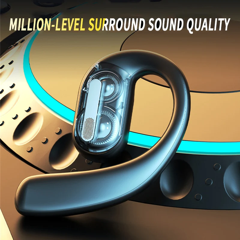 Bluetooth Headset On Ear - ワイヤレス Bluetooth ヘッドフォンフルオープンヘッドセット空気伝導イヤーフックイヤホンハンズフリーノイズキャンセリング Audifonos スポーツ