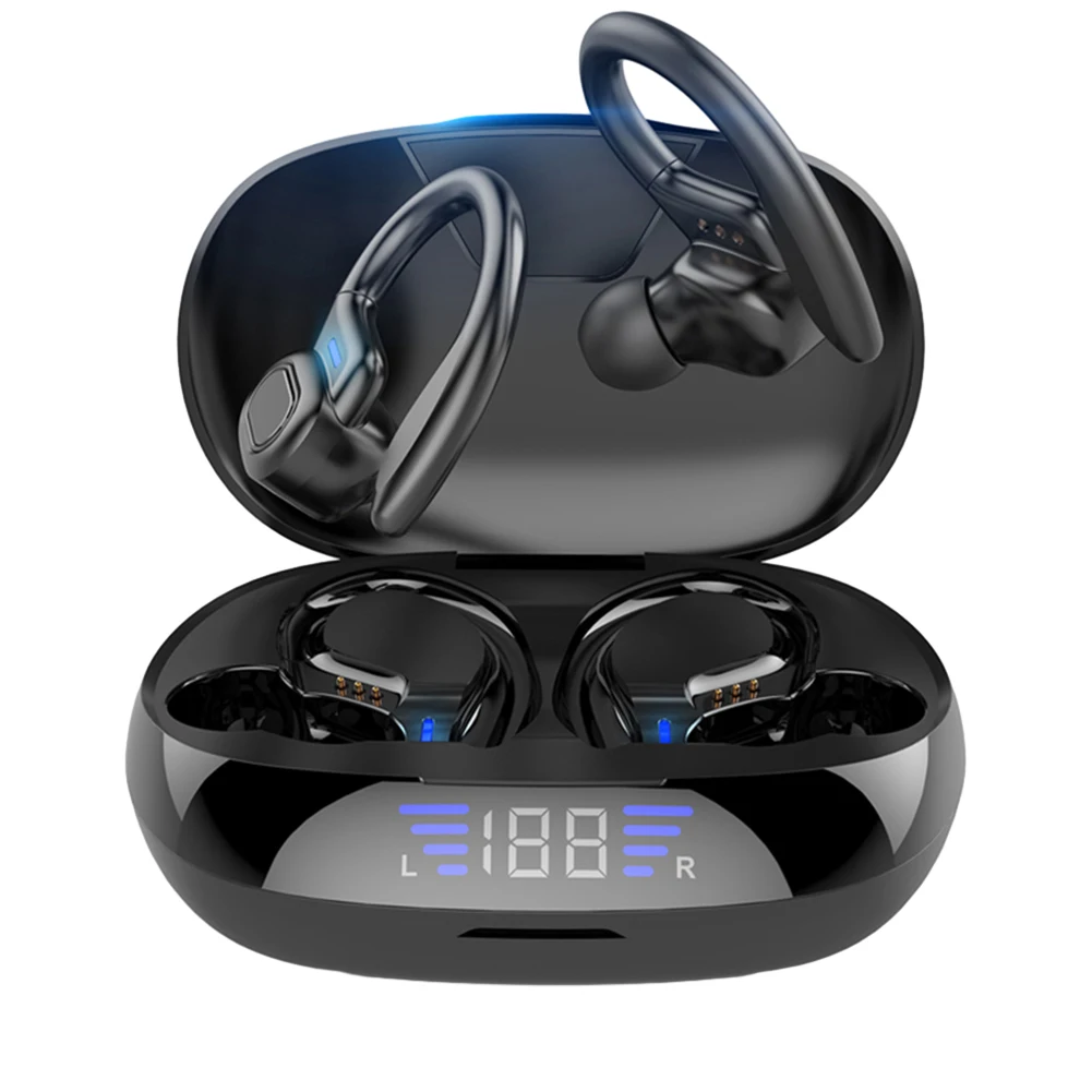 Sports Earphone Hook - Bluetooth vv2 twsイヤホン,マイク付き,ワイヤレス,防水,5.0,充電,コンパートメント,イヤーフック,スポーツ