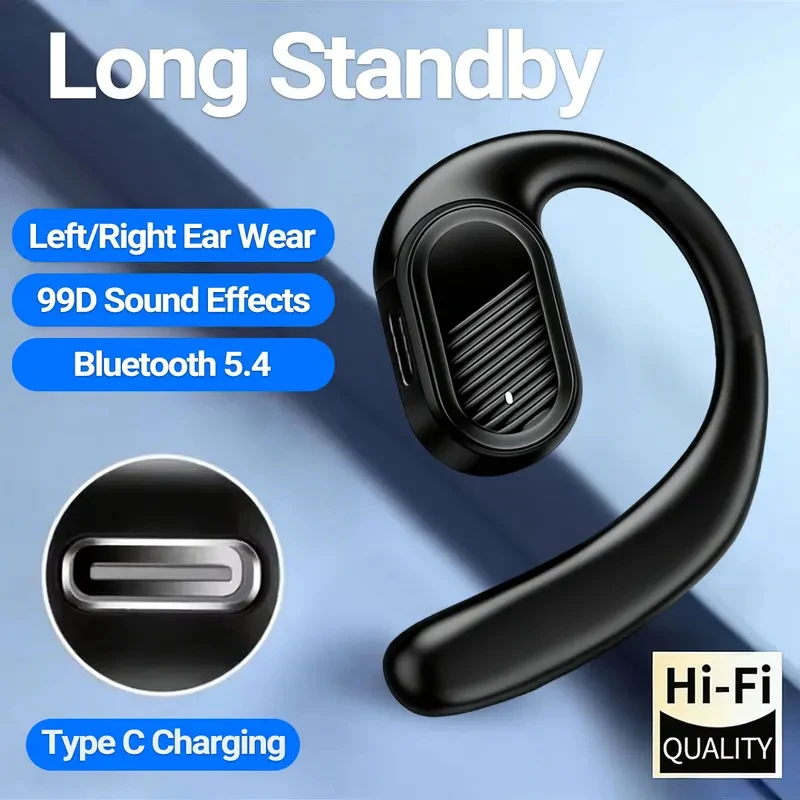 Bluetooth Headset On Ear - Bluetooth 5.4 オープンワイヤレスイヤホン左右耳ユニバーサルヘッドセットマイク付きスポーツビジネス音楽 99D ステレオシステム