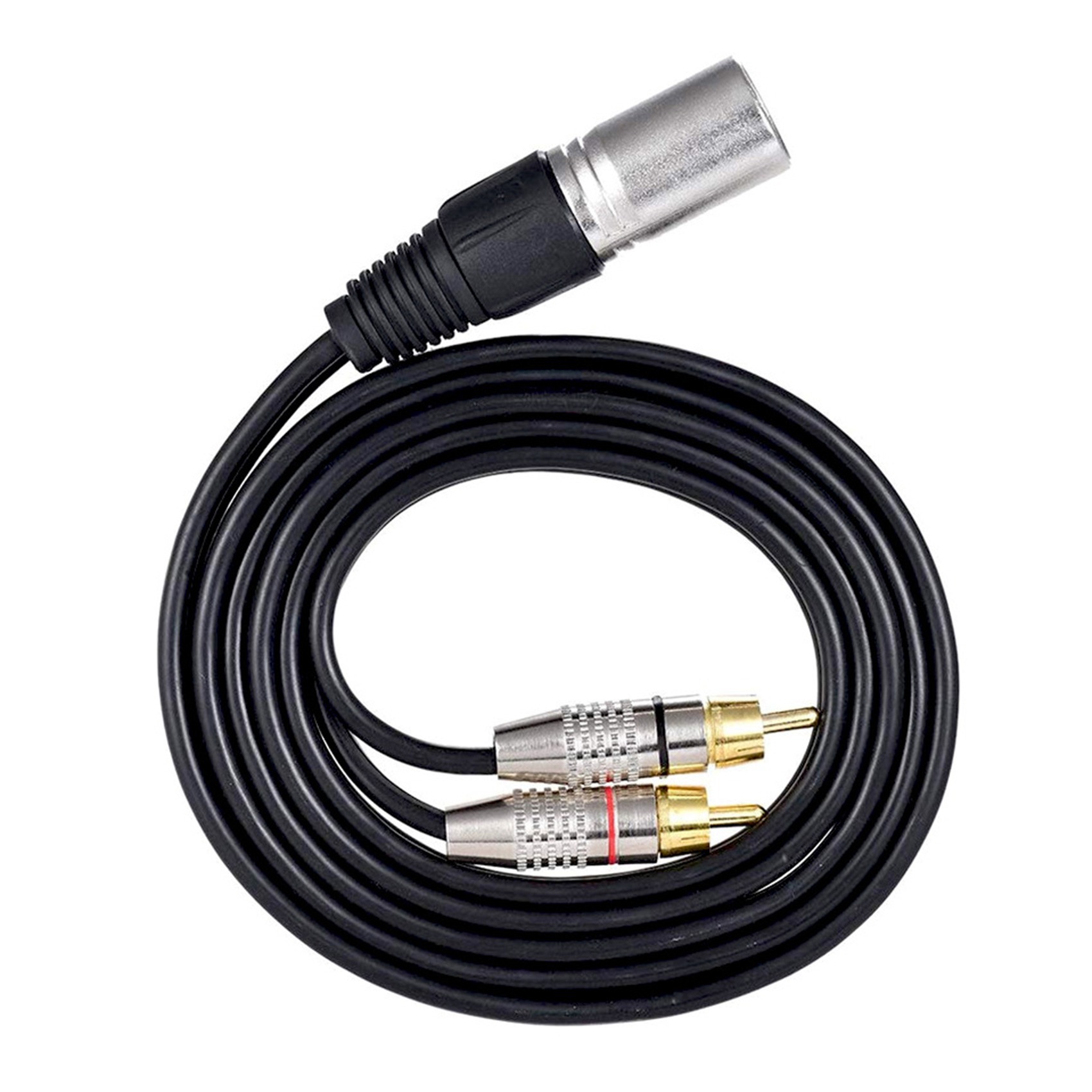 Audio Splitter Y - ステレオオーディオケーブルコネクタ、マイク用Yスプリッターコード、ミキシングコンソール、アンプ、1 xlrオスから2 rcaオスプラグ、1.5m