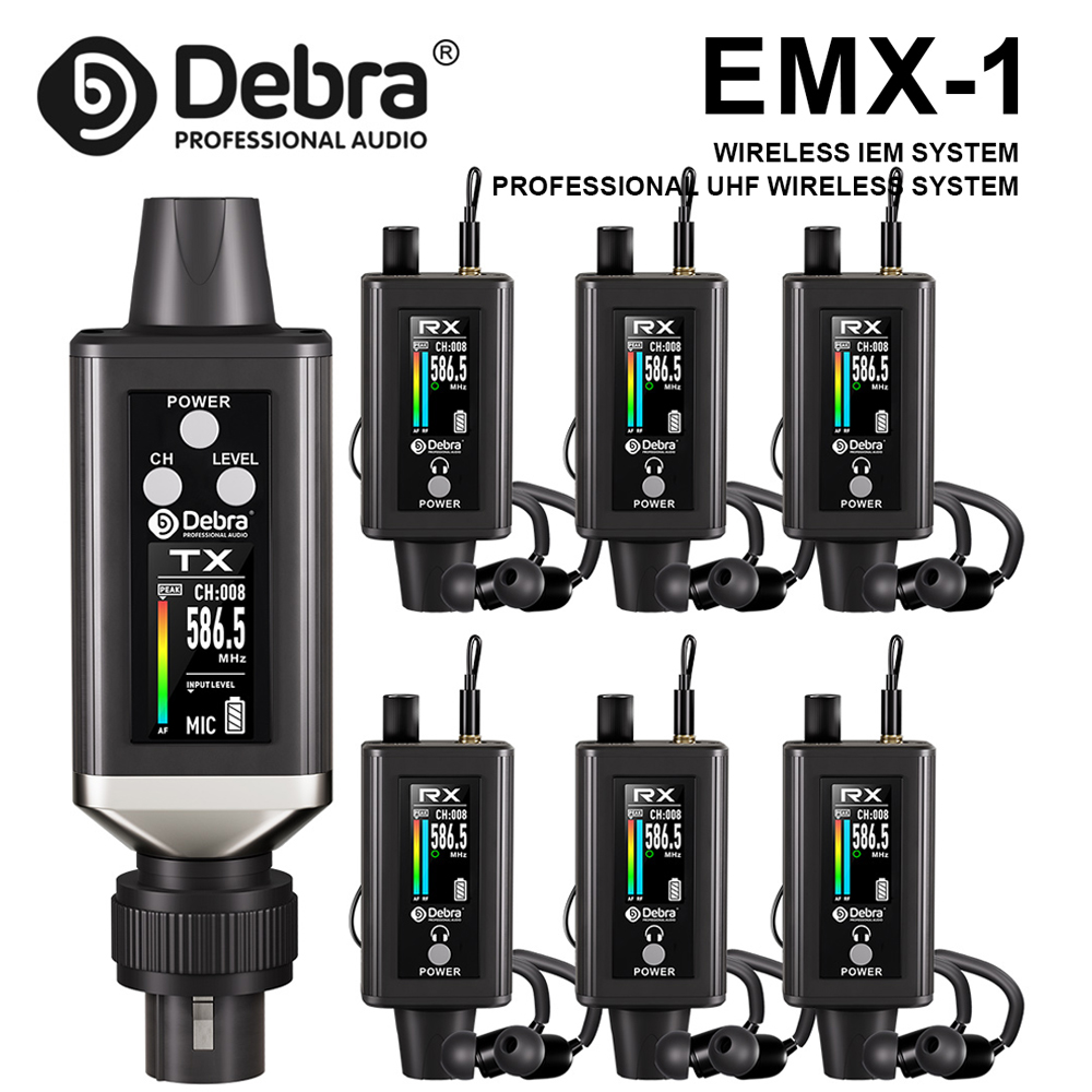 In Ear Monitor Iem - デブラオーディオ UHFステレオIEM EMX-1 ワイヤレスモニタリングシステム ポータブル充電式 画面に16個の調整可能な周波数表示付き