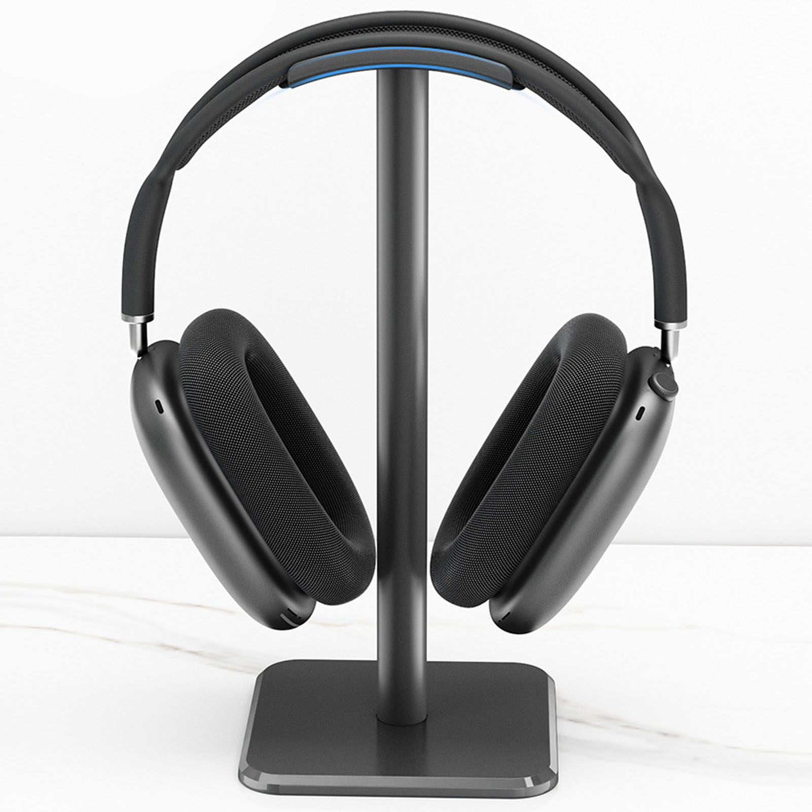 Headphone Stand Desk - ヘッドフォンスタンド 角丸コーナー 滑り止めベース TPUトレイ 頑丈な金属バー ヘッドセットホルダー