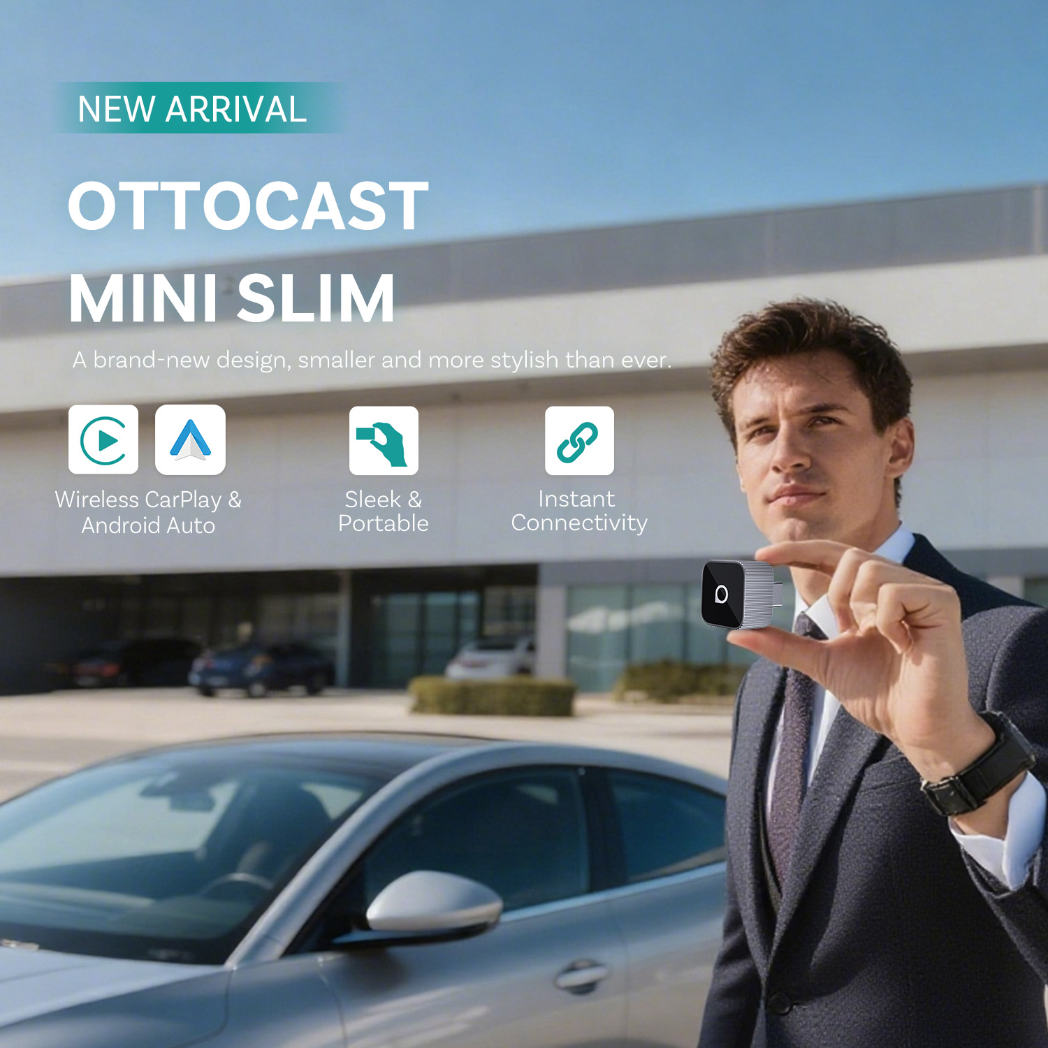 Bluetooth Adapter Receiver - Ottocast Mini Slim ワイヤレスCarPlay Android Autoアダプター
