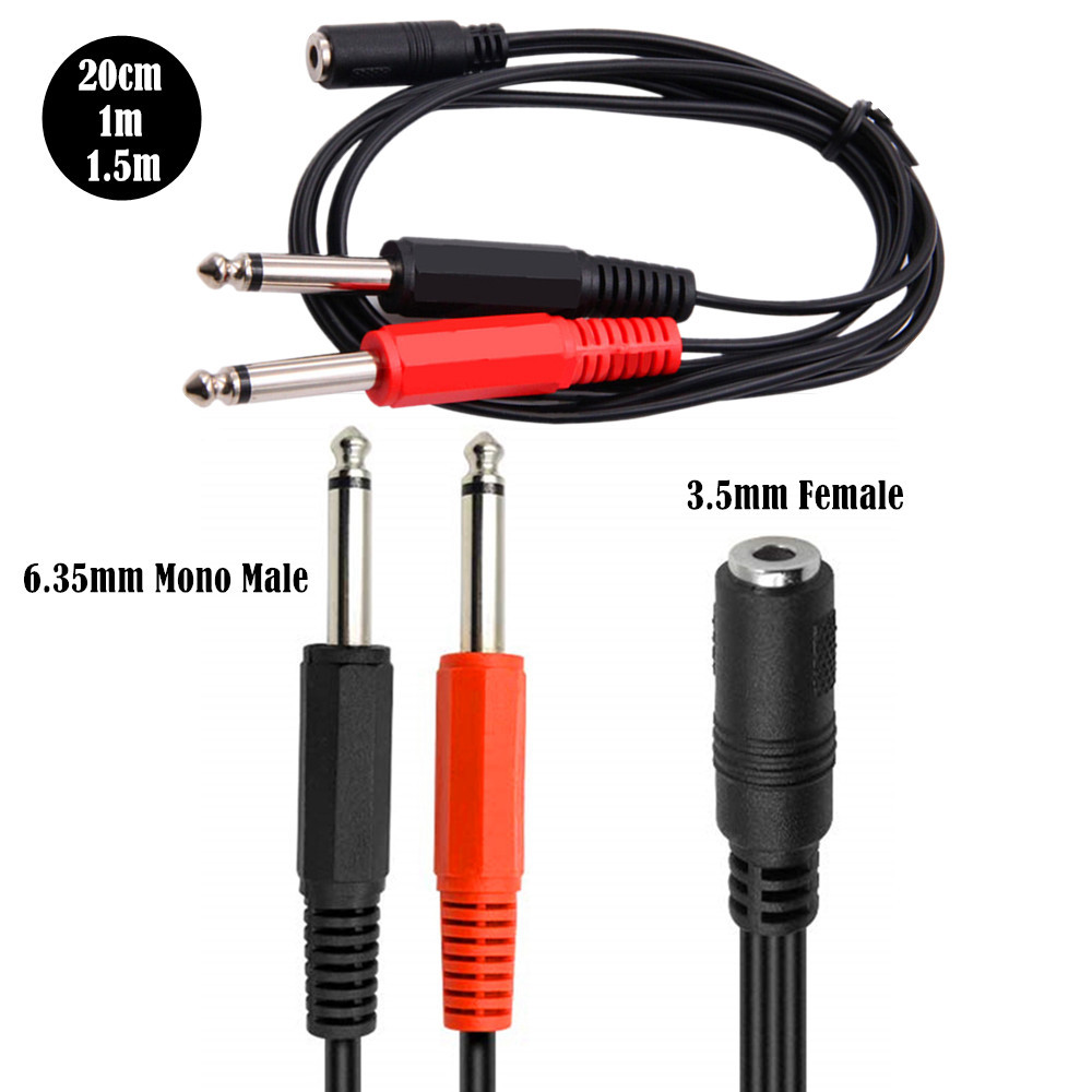 6.35mmオス-2x6.35mmメス変換アダプターケーブル - Audio Splitter Y のレビューと価格