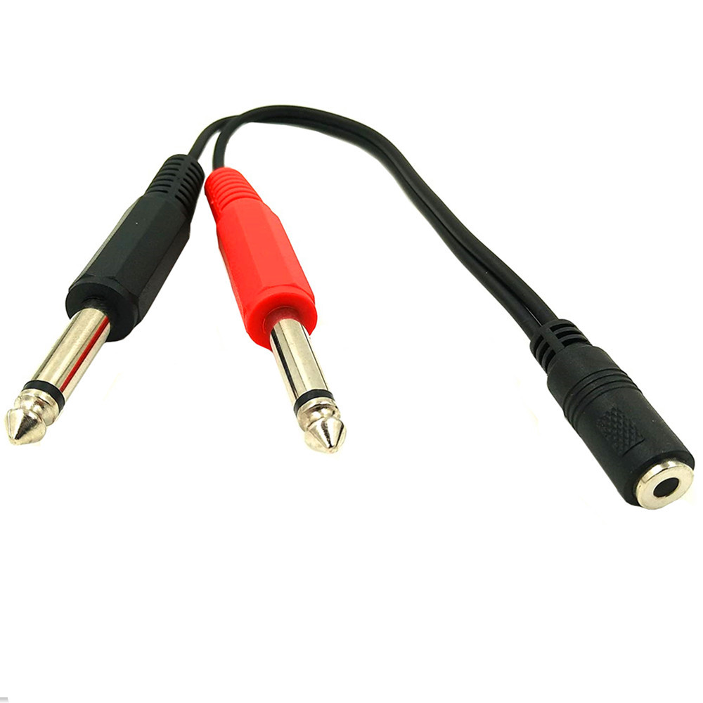 6.35mmオス-2x6.35mmメス変換アダプターケーブル - Audio Splitter Y のレビューと価格