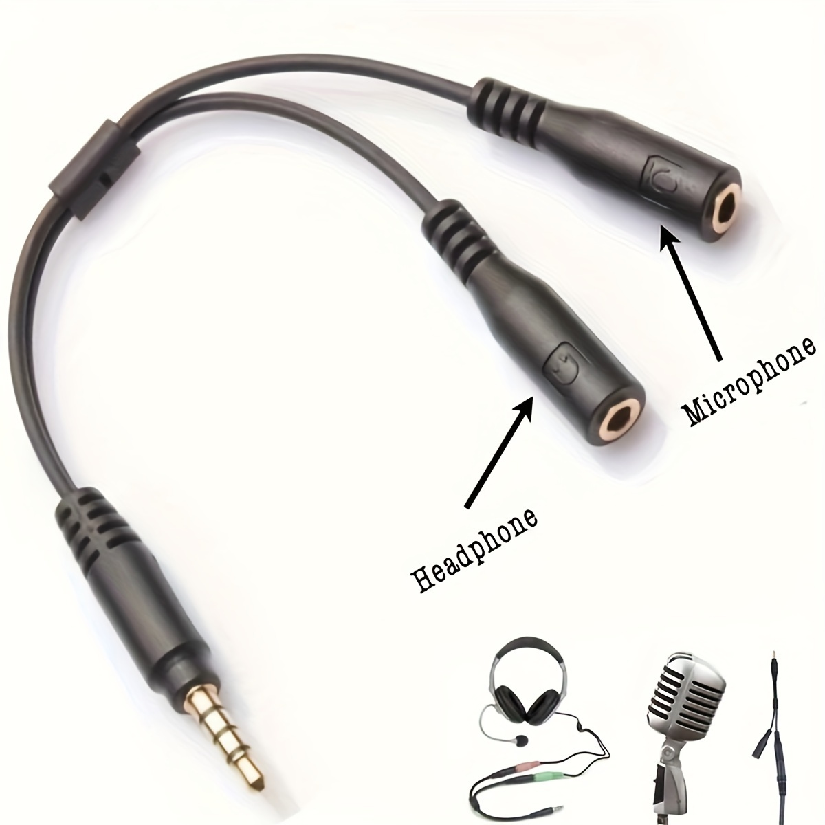 黒スプリッターケーブルアダプター、ステレオオーディオ、1オス - Audio Splitter Y のレビューと価格