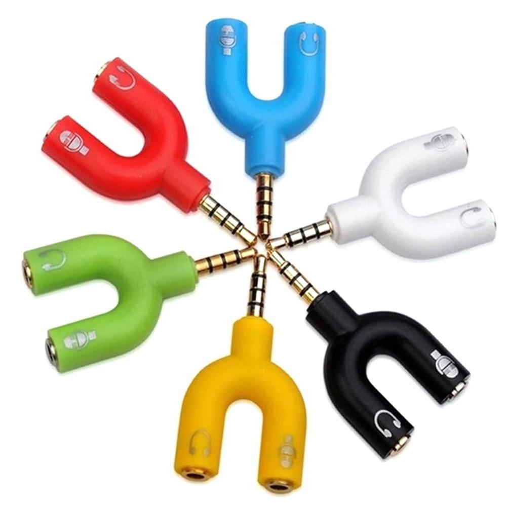 1PC デュアル 3.5 ミリメートル U タイプアダプタヘ - Earphone Splitter Jack のレビューと価格