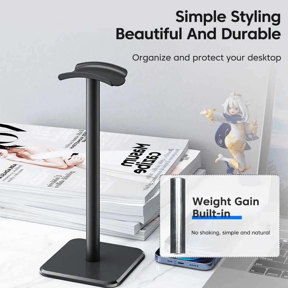ユニバーサルヘッドフォンスタンドアルミ合金ヘッドセットホルダ - Headphone Stand Desk のレビューと価格