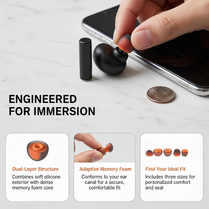 ❤️   2 個の低反発イヤホンシリコンケースインイヤーカバ - Earphone Foam Tip のレビューと価格